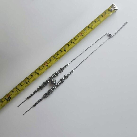 Gothic chainmail butterfly bow silver rosary necklace with a small silver chain - Picture 6 of 8